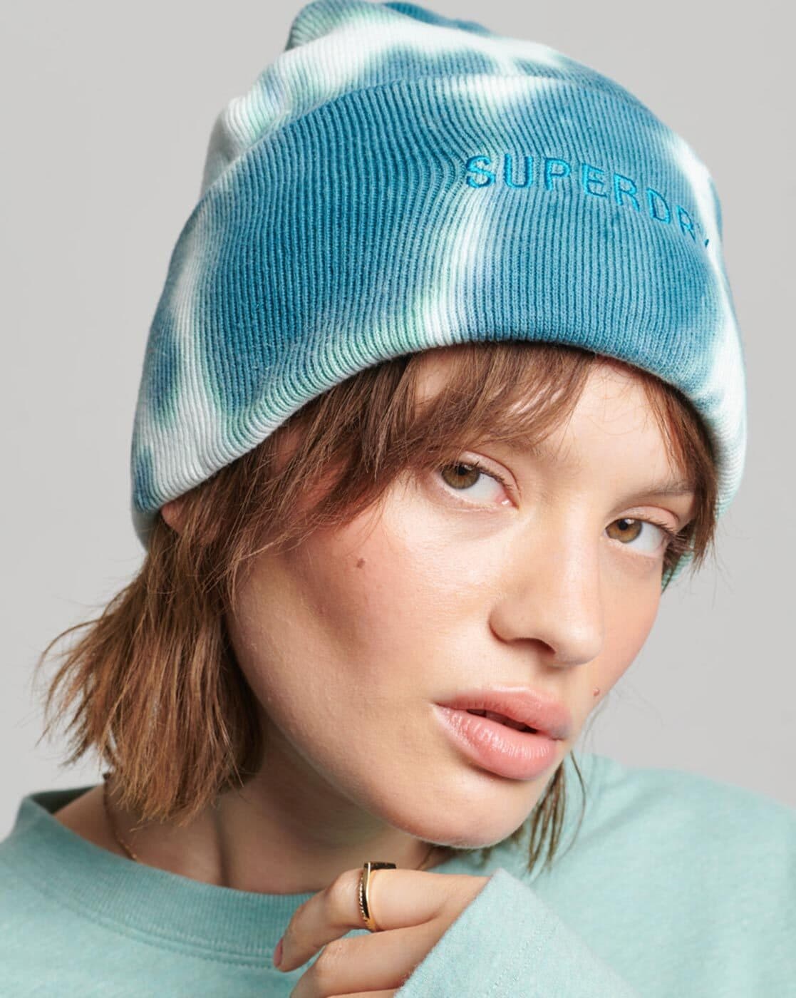 Supreme Teal extemporaneous Tie Dye beanie