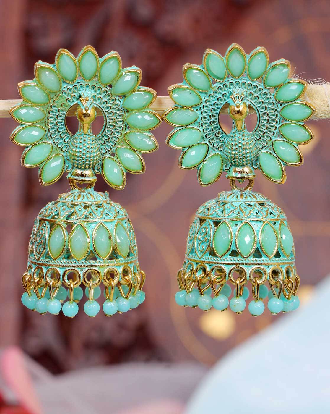 Shop Green Jahan Mini Jhumkis Online | Bijoux by Priya