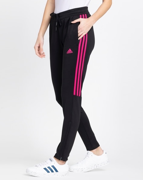 Black & Hot Pink Adidas Track Pants