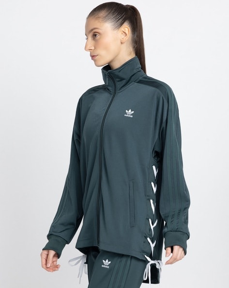 Adidas green track jacket women's hot sale