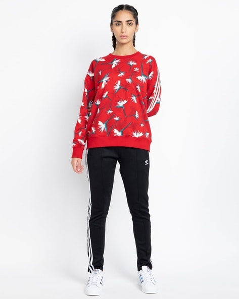 Adidas red store floral sweatshirt