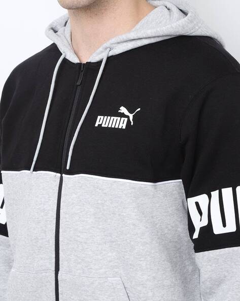 Power Full-Zip Hoodie - Felpa uomo - bianco/nero - PUMA - Trongone Sport