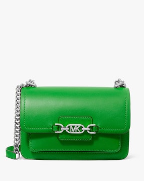 Buy Michael Kors Heather Large Leather Shoulder Bag | Green Color Women |  AJIO LUXE