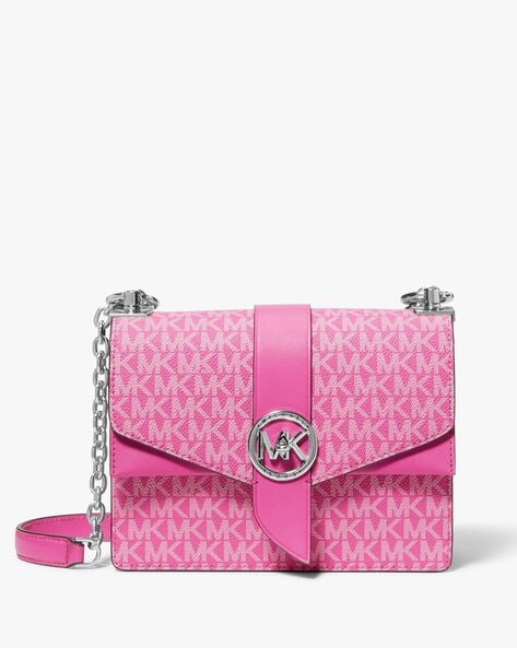 Buy Michael Kors Greenwich Small Logo & Leather Crossbody Bag | Pink Color  Women | AJIO LUXE