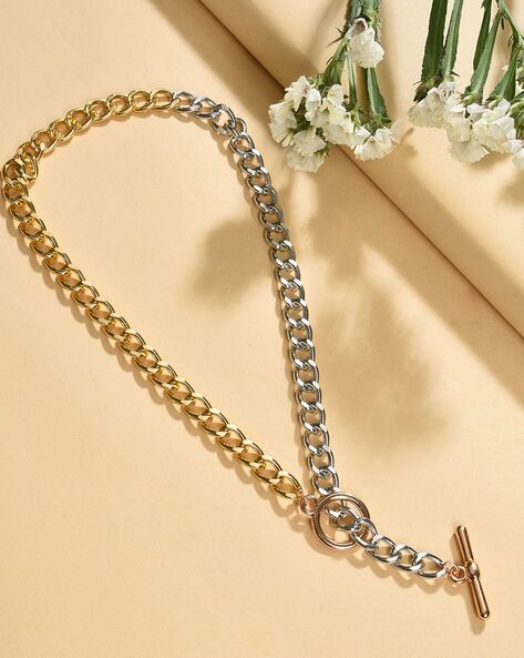 Gold Toggle Clasp Necklace, Bead and Chain Necklace, Gold Necklace, Gold Necklace  Clasp - valleyresorts.co.uk