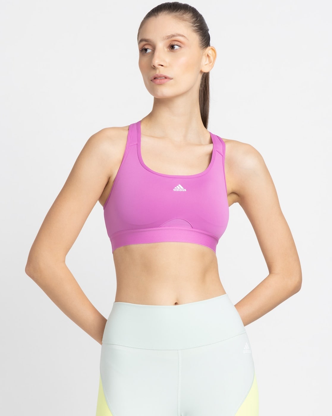 Buy ADIDAS Purple Solid Polyester Regular Fit Womens Sports Bra