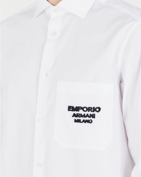 Buy EMPORIO ARMANI Milano Cotton Regular Fit Shirt White Color