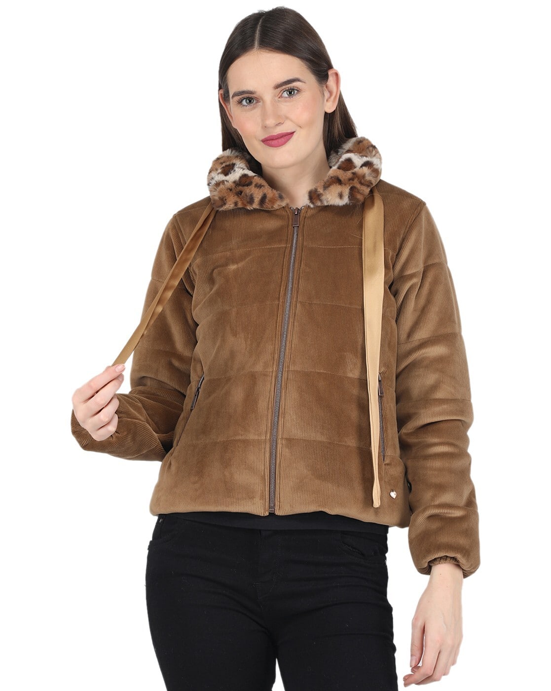 Tan jacket 2024 fur collar