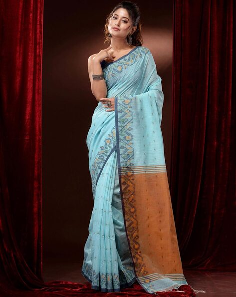 Sky Blue Chiffon Plain Saree – Surat supplier