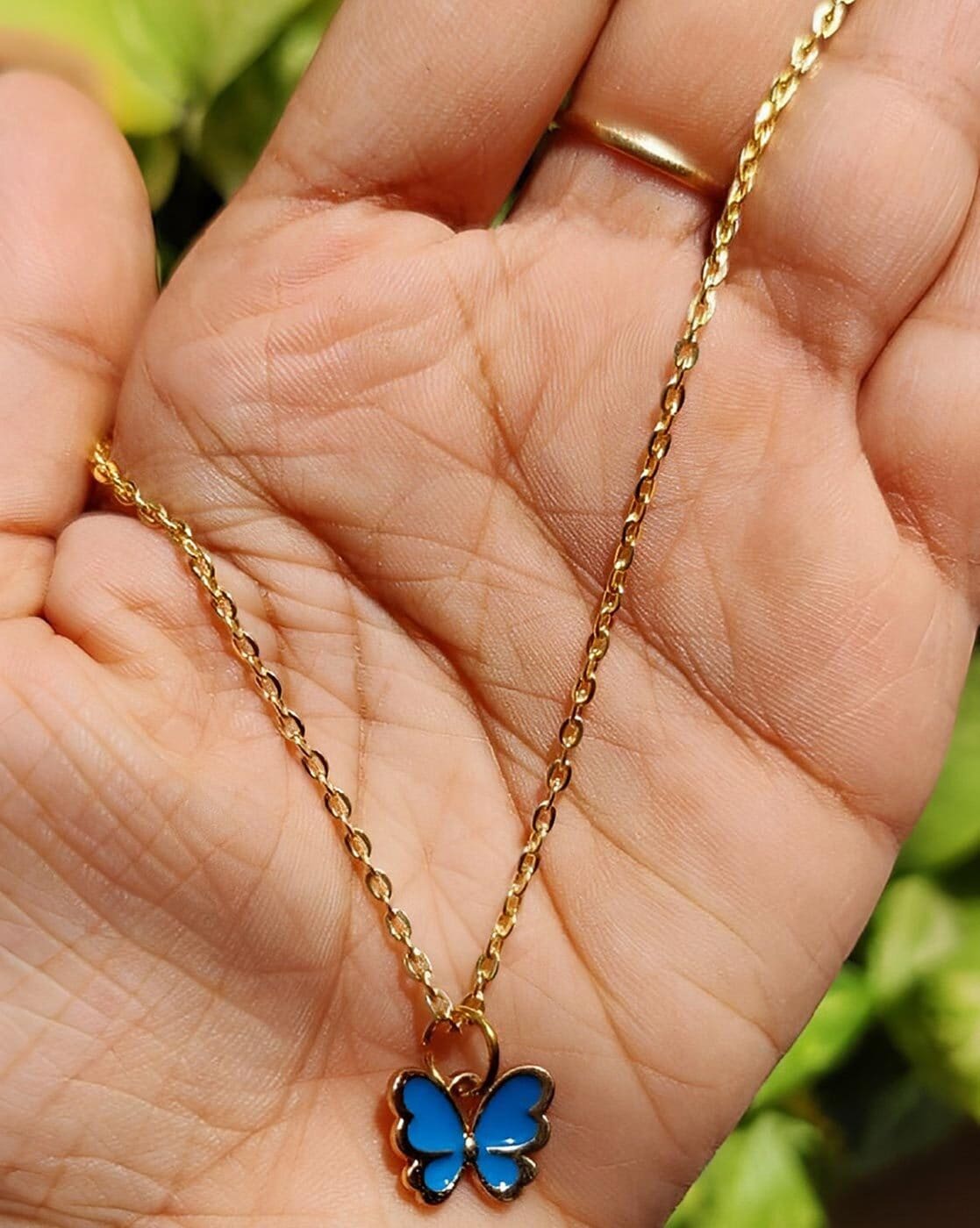 Gold & Diamond Butterfly Pendant Necklace in 14kt Gold – OKG Jewelry