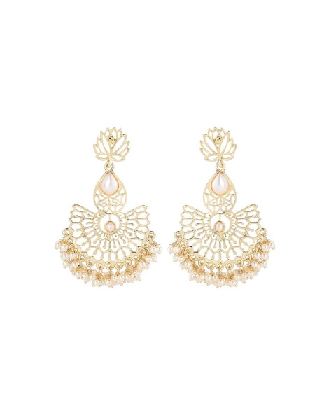 Buy Impon White Stone Lakshmi Stud Earrings Gold Design Artificial Earrings  Online