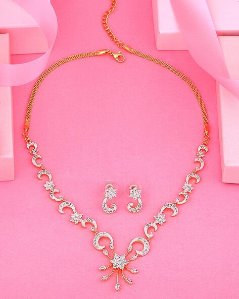 Gold plated cubic sales zirconia necklace