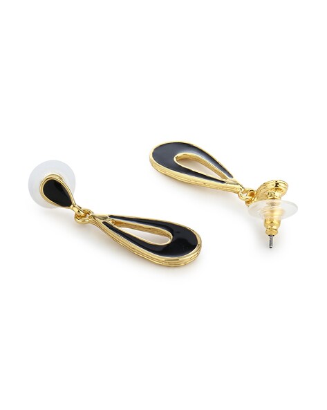 Mini Lightning Bolt Black Diamond Stud Earring 14K Gold | LeMel – LeMel