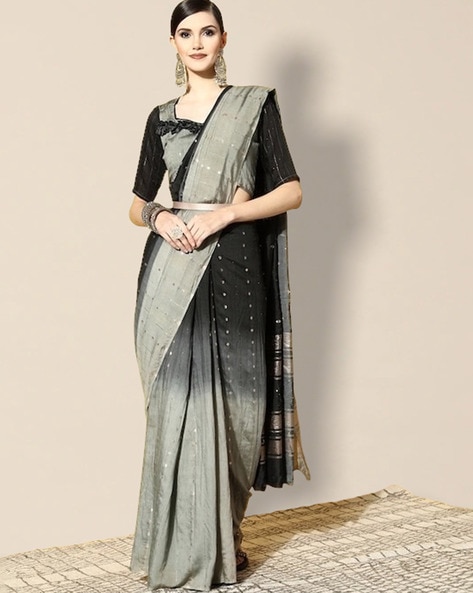 Buy Dwini Embellished Bollywood Georgette, Chiffon Black, Grey Sarees  Online @ Best Price In India | Flipkart.com