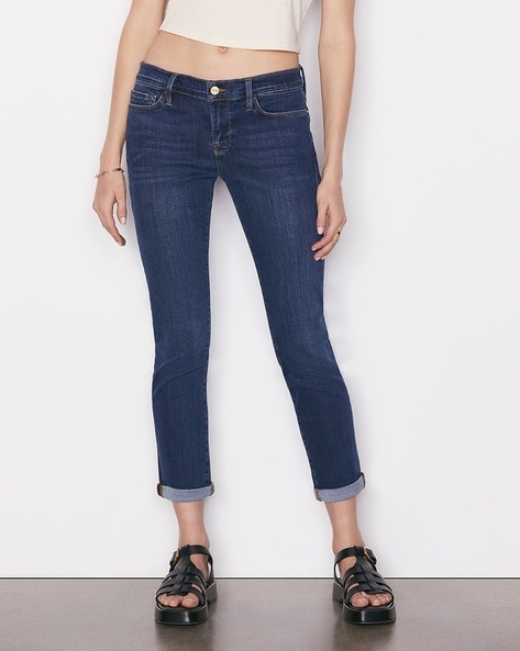 Buy FRAME LE Garcon Skinny Fit Cropped Jeans Blue Color Women