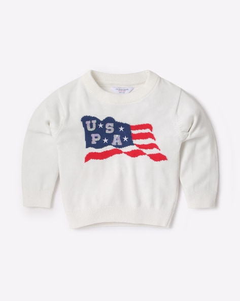 U S Polo Assn Flag-Knit Round-Neck Sweatshirt