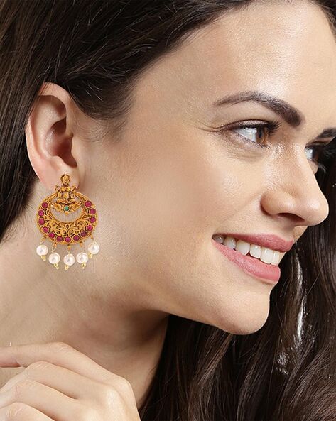 Antique Gold Floral Muticolor Jhumka Earring | Free Cod