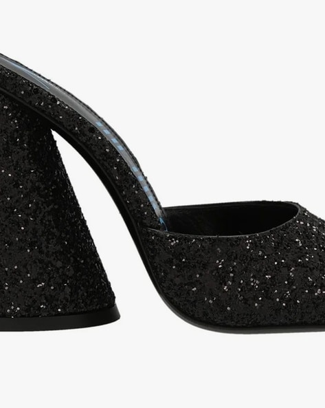 Black Glitter Peep Toe Platform Pump Stiletto Heels - Walmart.com