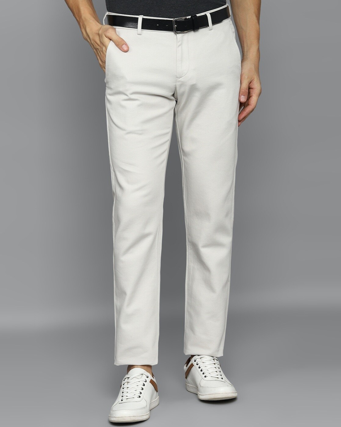 Buy Men Grey Slim Fit Solid Leisure Sport Trousers Online - 448730 | Allen  Solly