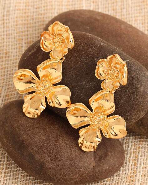 Brushed Gold Flower Design Earrings – Fabulous Creations Jewelry
