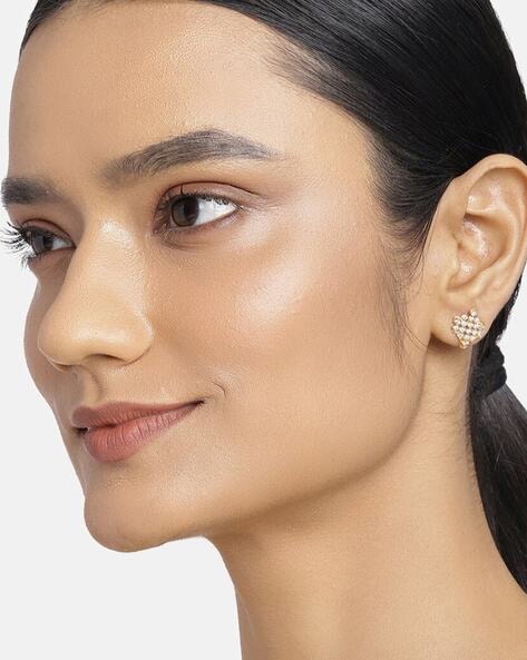 Buy E2O Contemporary Gold Toned With Black Beads Stud Earrings | Shoppers  Stop