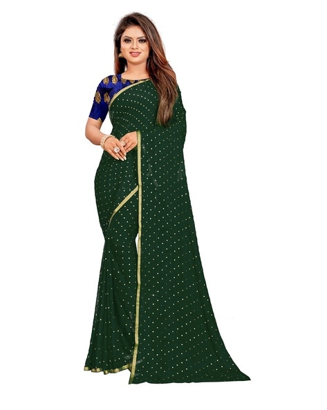 Bottle Green Satin Silk Handloom Banarasi Saree - Sacred Weaves