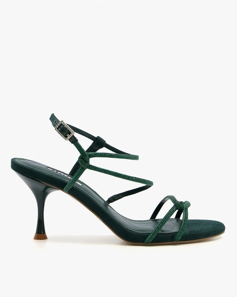 Dark green 2025 strappy heels