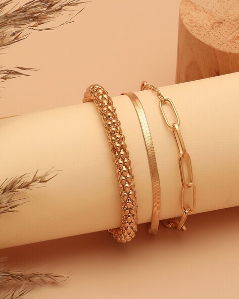 Gold 3 Layer Stainless Steel Coil Bracelet, Size: Free Size, Shape: Round  When Worn at Rs 280/piece in New Delhi
