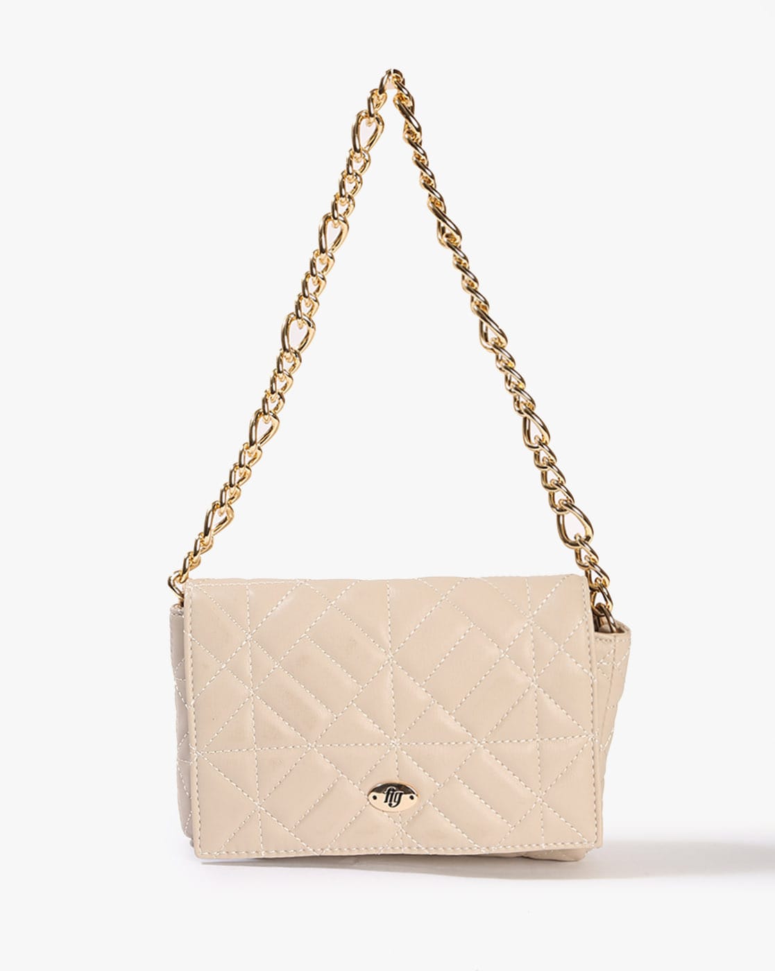 FIG Quilted Shoulder Bag For Women (Beige, OS)