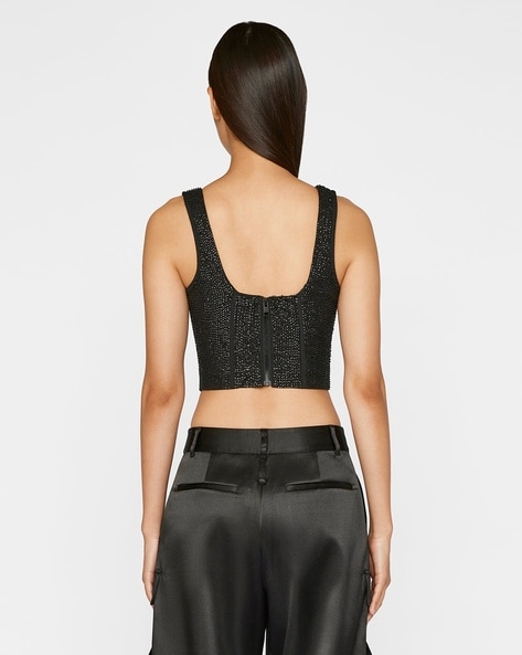 Glitter Chain Detail Tie Backless Crop Halter Top  Halter crop top,  Sparkly outfits, Sequin bra top