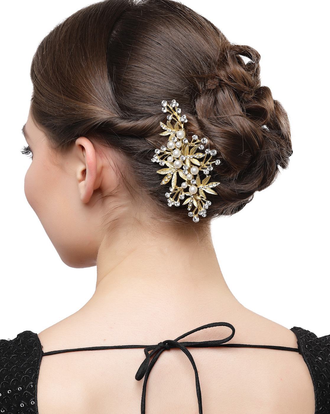 Vogue Hair Accessories Metal Crystal Leaf Hairband and Headband Rose Gold   JioMart