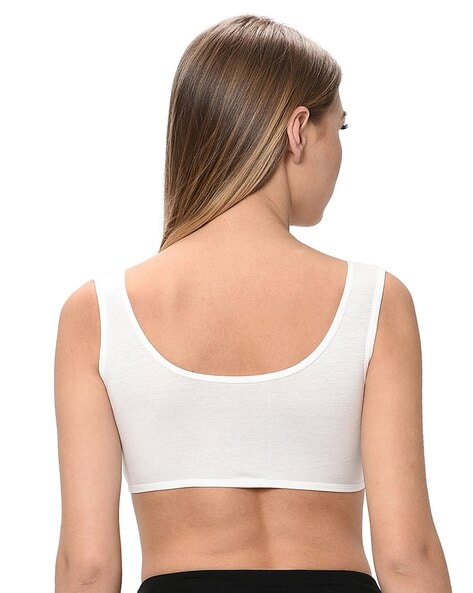 Buy Elina Women's White cotton Hosiery removable padded sports bra Online  at Best Prices in India - JioMart.