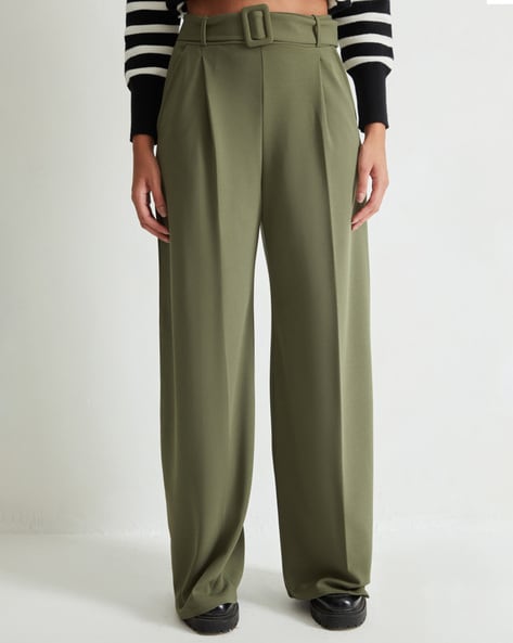 Tailored Solid Pants Solid High Waist Wide Leg Work Office - Temu