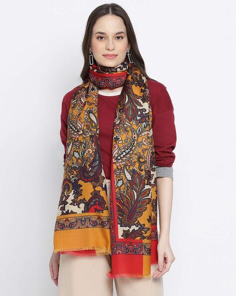 Printed Fringed Wool Stole Price in India