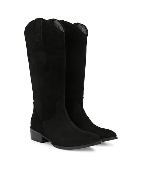 Almond toe knee top high boots