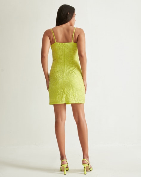 New-design Neon Lime Ruched Split Thigh Dress (Color : Lime Green, Size :  S) : Buy Online at Best Price in KSA - Souq is now Amazon.sa: Fashion