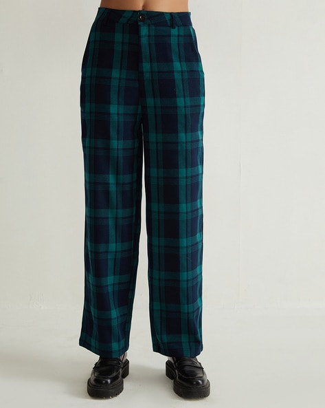 Green & Black Tartan Trousers - Tribal Voice: Alternative Fashion