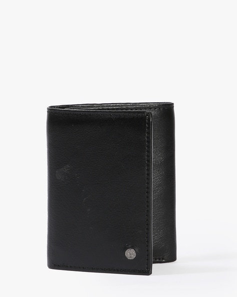 Leather Black Men's Trifold Quick Card Access Wallet/ Top 