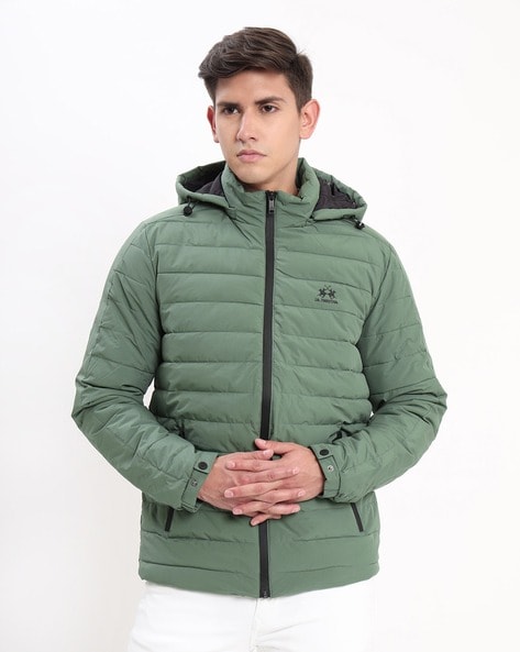 Quilted Zip-Front Jacket with Detachable Hood