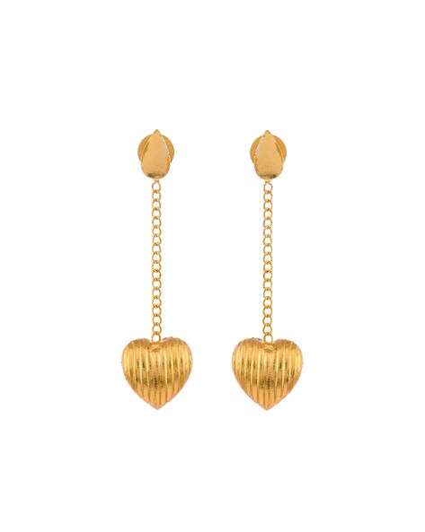 Rain Dew Drops Chain Jhumka Gold Earrings Design