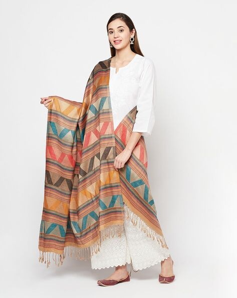Chevron Print Shawl with Tassels Price in India