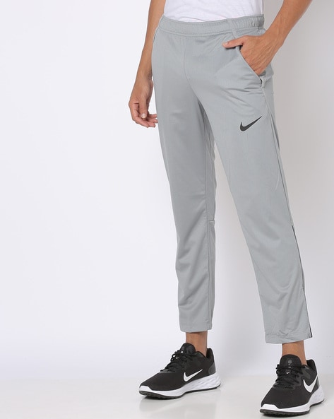 Men Grey Solid Cotton Track Pants