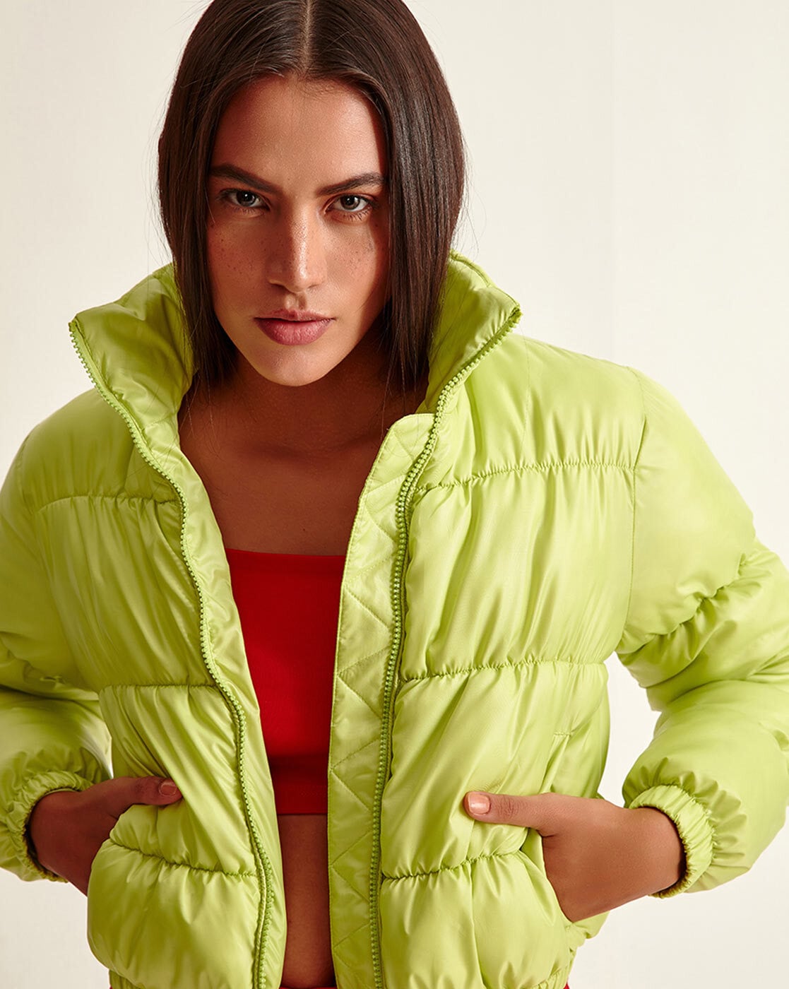 Lime green sales padded jacket