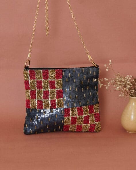 Fabbhue Embellished Sling Bag with Chain Strap