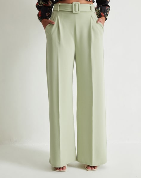 Mango Women Off White Solid Regular Fit Parallel Trousers - Buy Mango Women  Off White Solid Regular Fit Parallel Trousers online in India