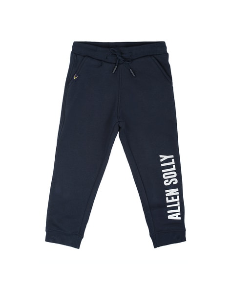 Boys Track Pants with Placement Brand Print