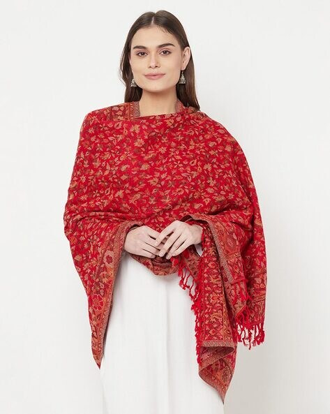 Floral Print Shawl with Tassels Price in India