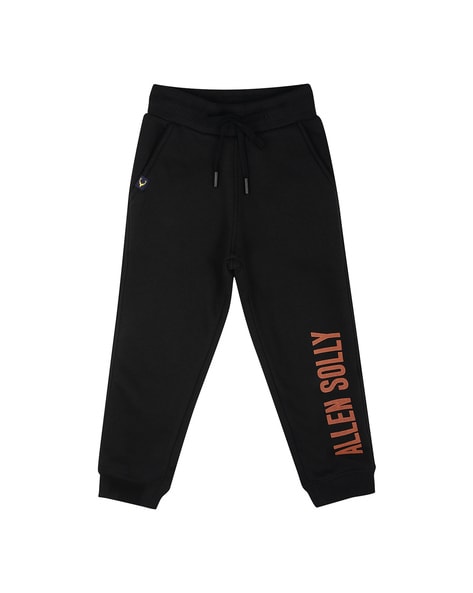 Boys Track Pants with Placement Brand Print