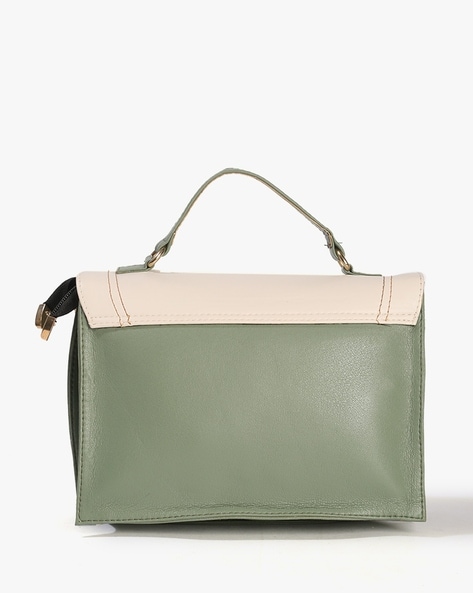 Women Green Colourblocked Satchel Bag