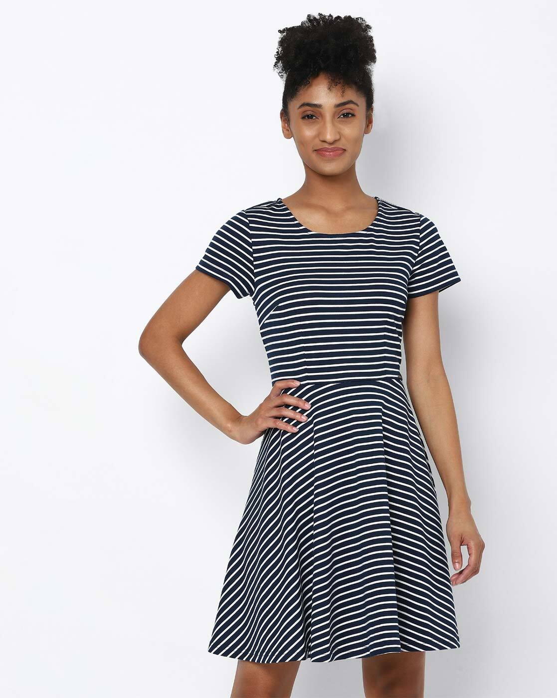 Black and white 2024 striped skater dress